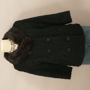 Vintage 50s 60s Jacket Faux Persian Lamb w Fur Collar Dressy Short w 3/4 Sleeves